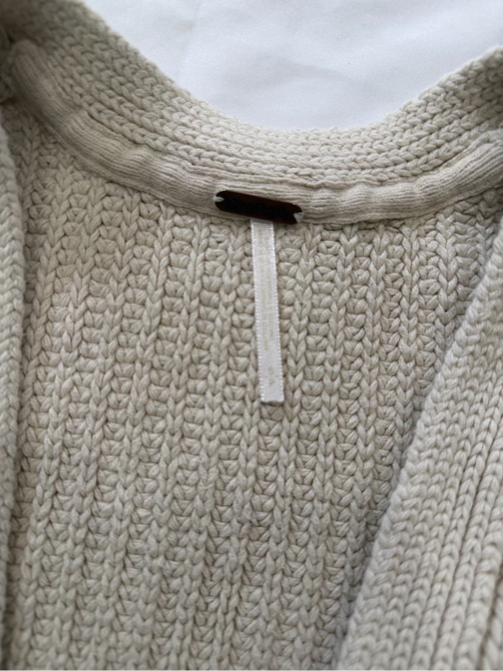 Free People Neutral Cream Open Cardigan Sweater With Pockets - Picture 2 of 2